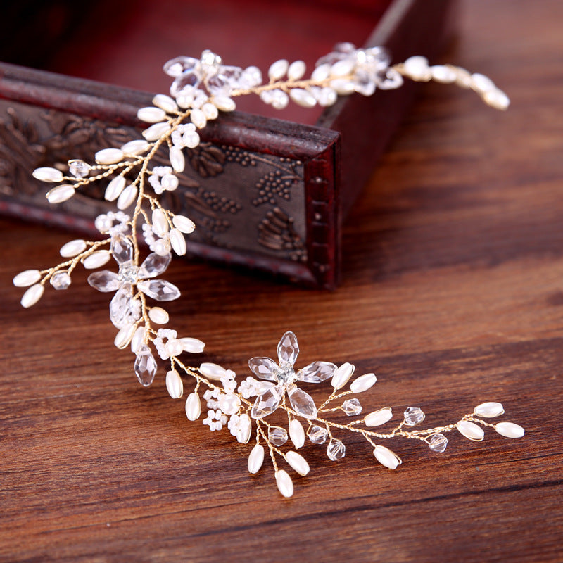 White Pearl Plate Hair Band Wedding Accessories Dress Bridal Headdress