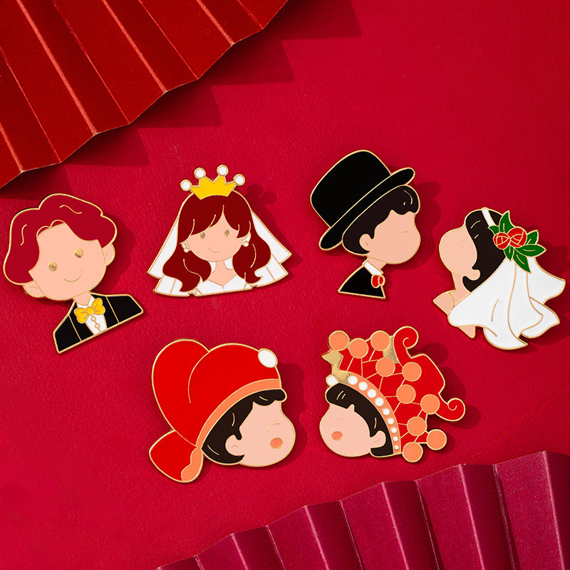 Bride And Groom Festive Wedding Registration Brooch