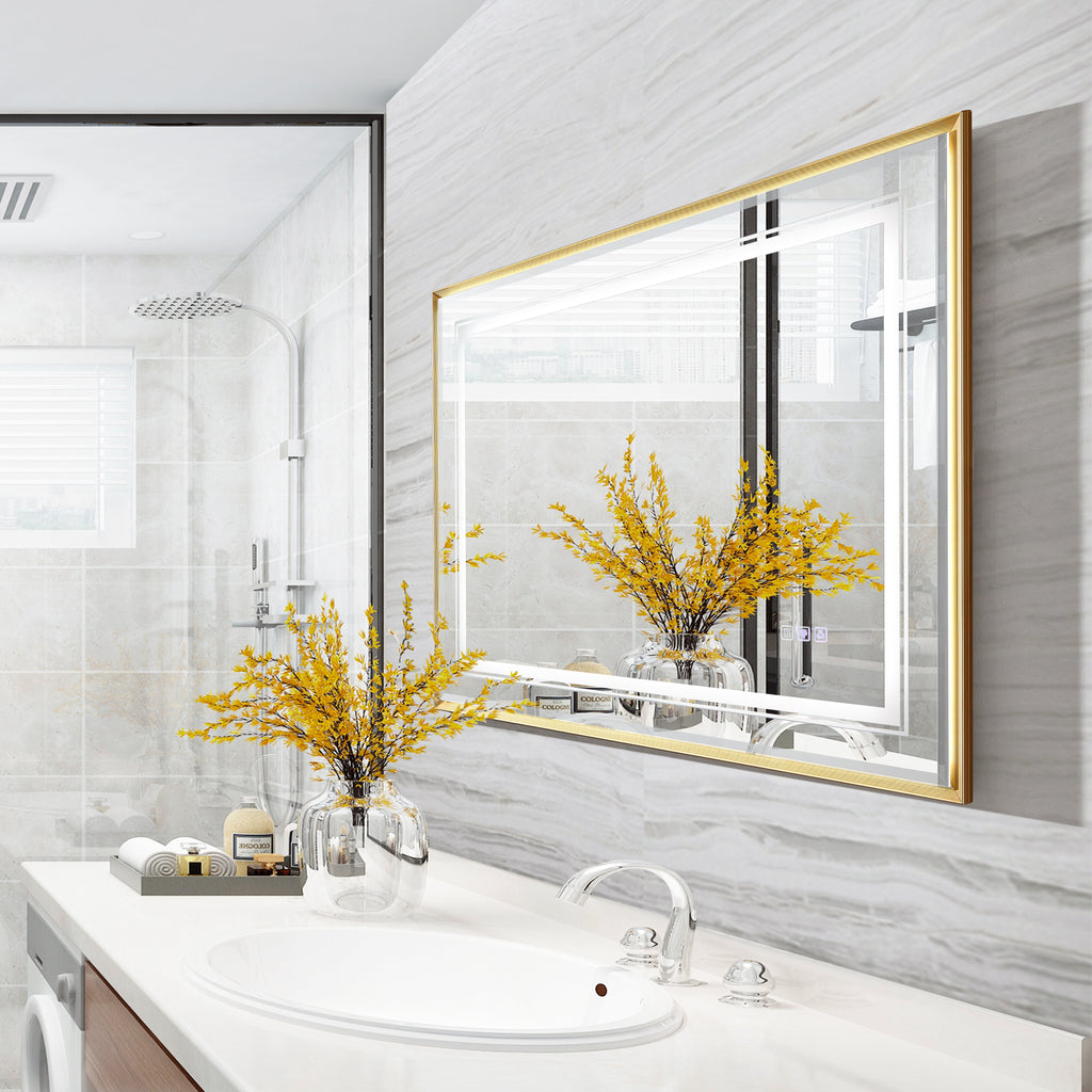 40x30 Inch LED Bathroom Beveled Mirror