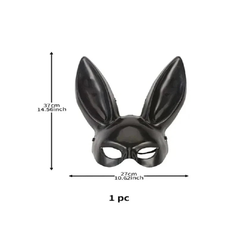 Black and White Rabbit Mask with Long Ears | Bunny Cosplay and Halloween Costume Accessory
