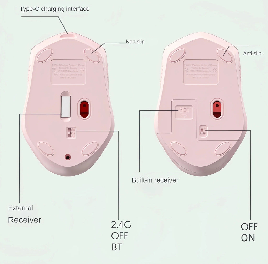 Bluetooth 5.2 and 2.4G Wireless Gaming Mouse | Silent Rechargeable Dual-Mode