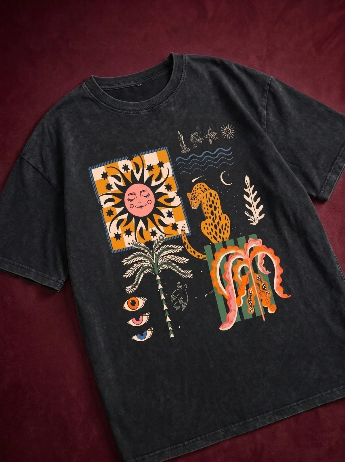 Boho Abstract Washed T-Shirt