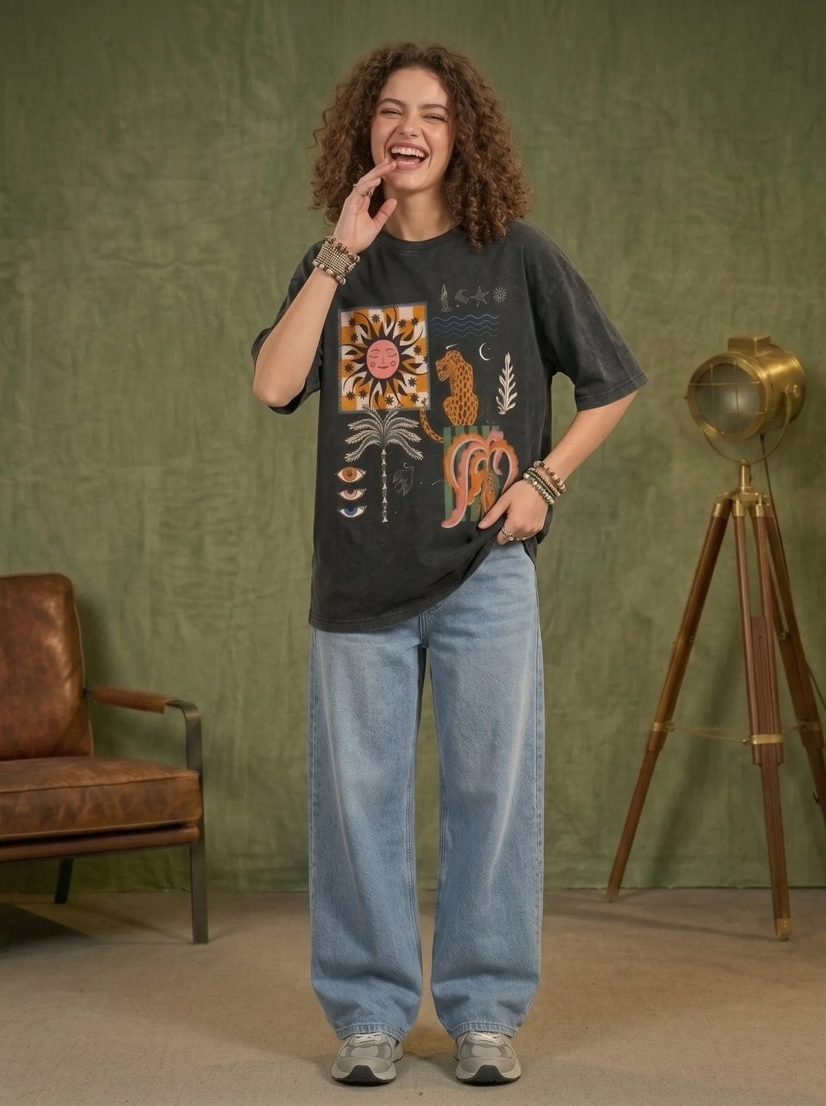 Boho Abstract Washed T-Shirt
