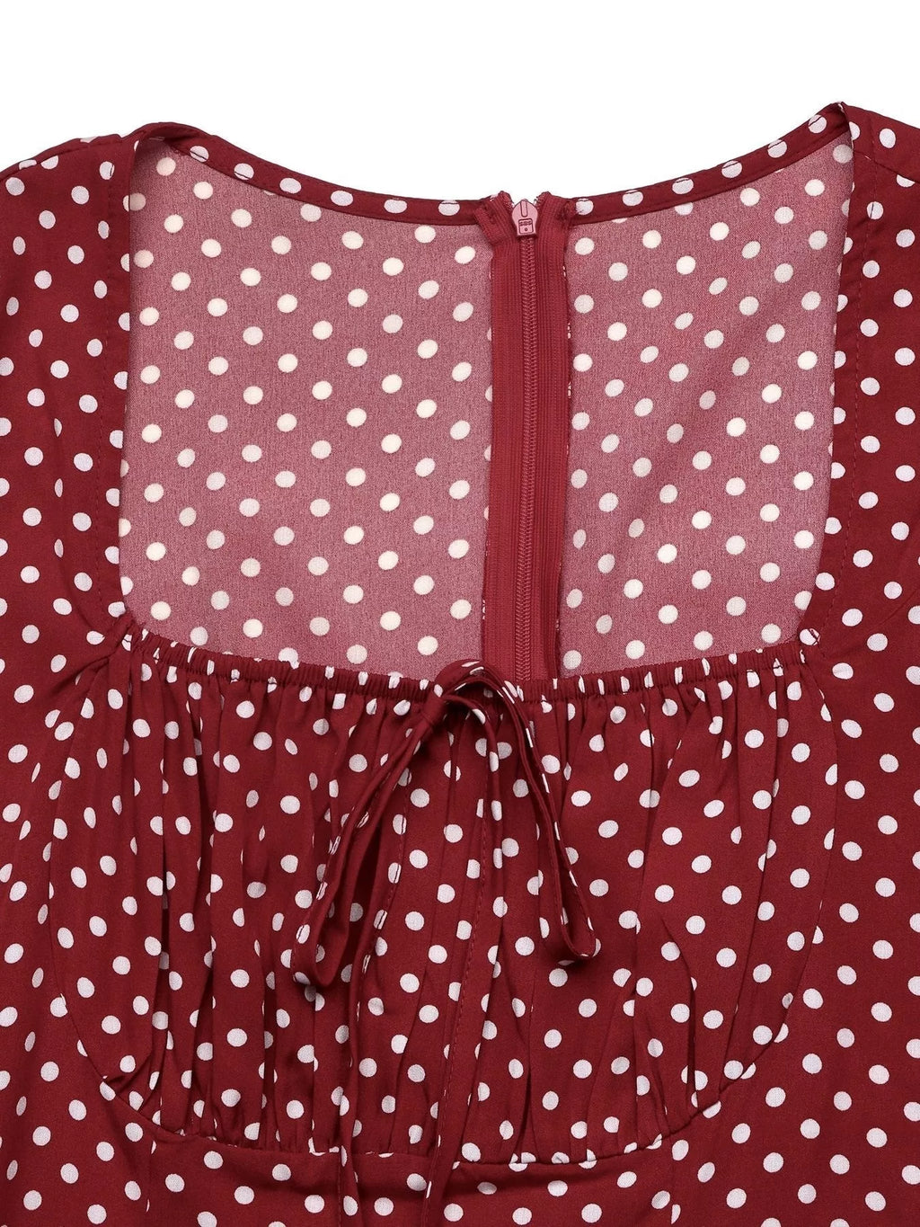 Square Neck Polka Dot Long Sleeve Maxi Dress