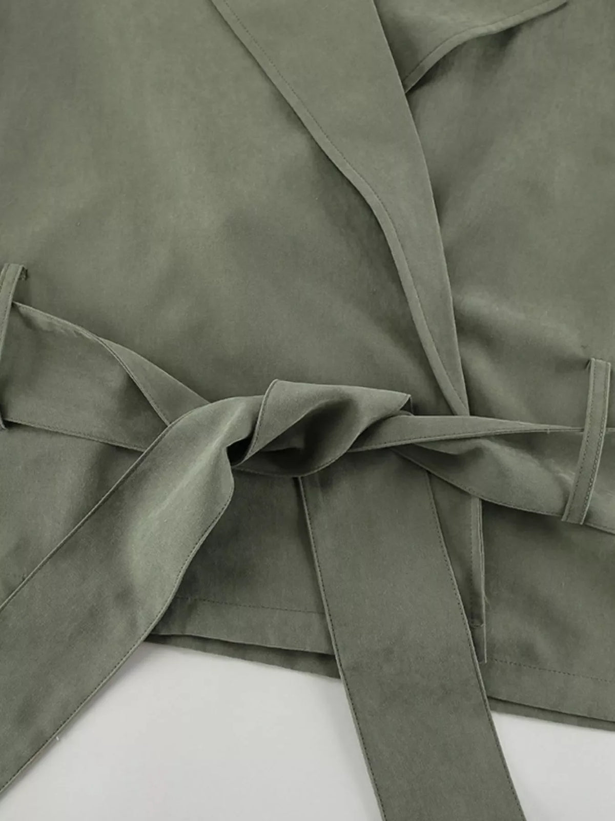 Lapel Collar Belted Cropped Trench