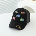 Children's Style Embroidered Mixed Model Small Car With Breathable Semi-net Brimmed Without Edge Baseball Cap