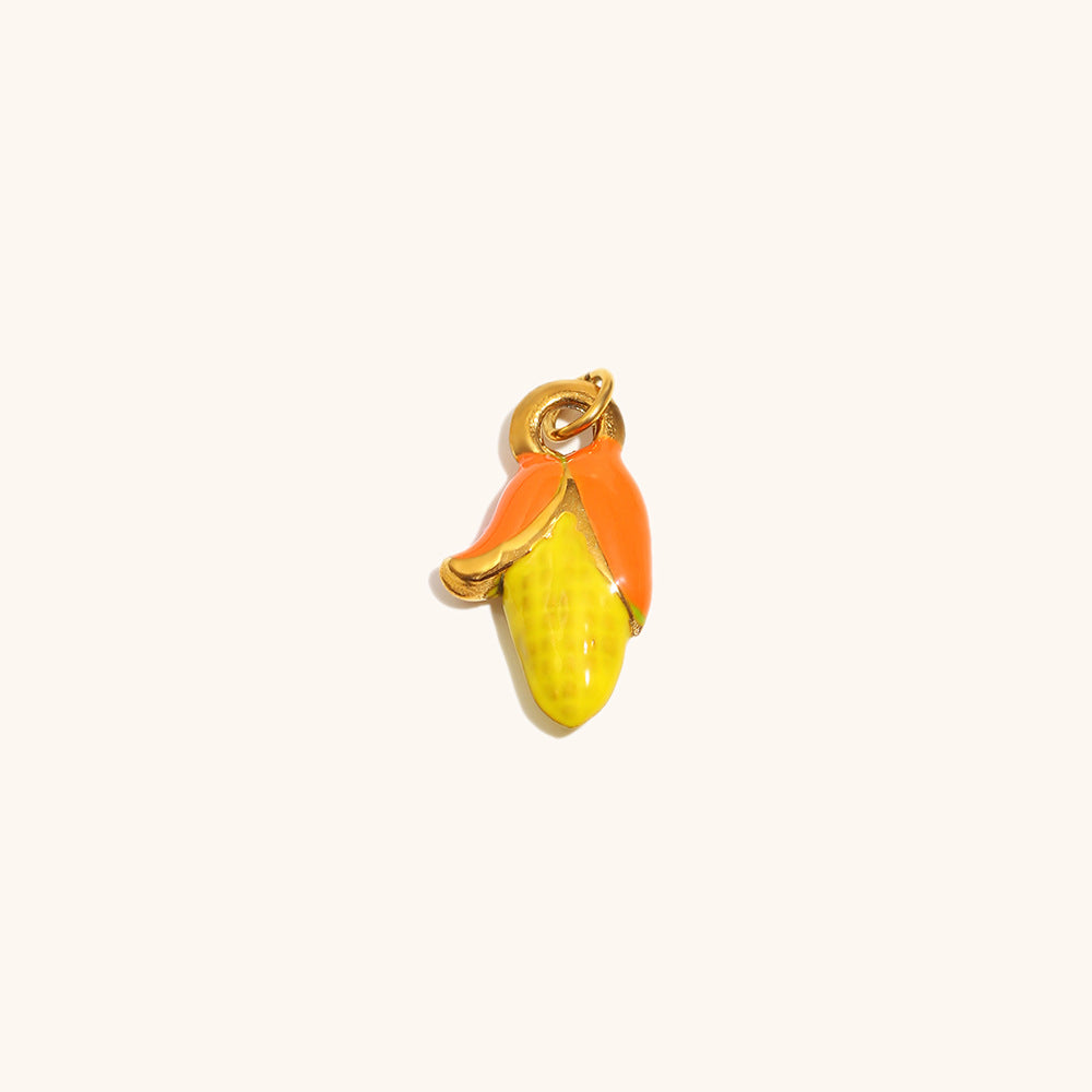 Stainless Steel Corn Pendant Plated With 18K Gold