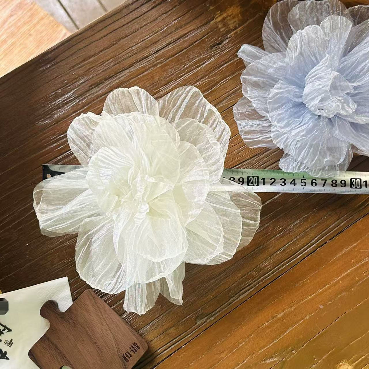20cm Ruffled Burn-edged Camellia Corsage