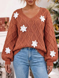 Snowflake Textured V-Neck Sweater