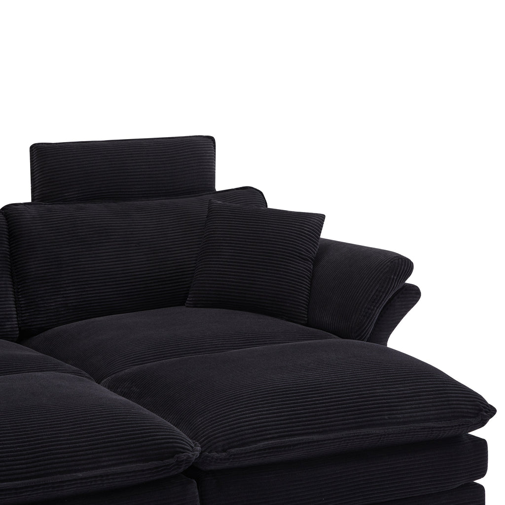 Deep Seat Sectional Sofa with Ottomans