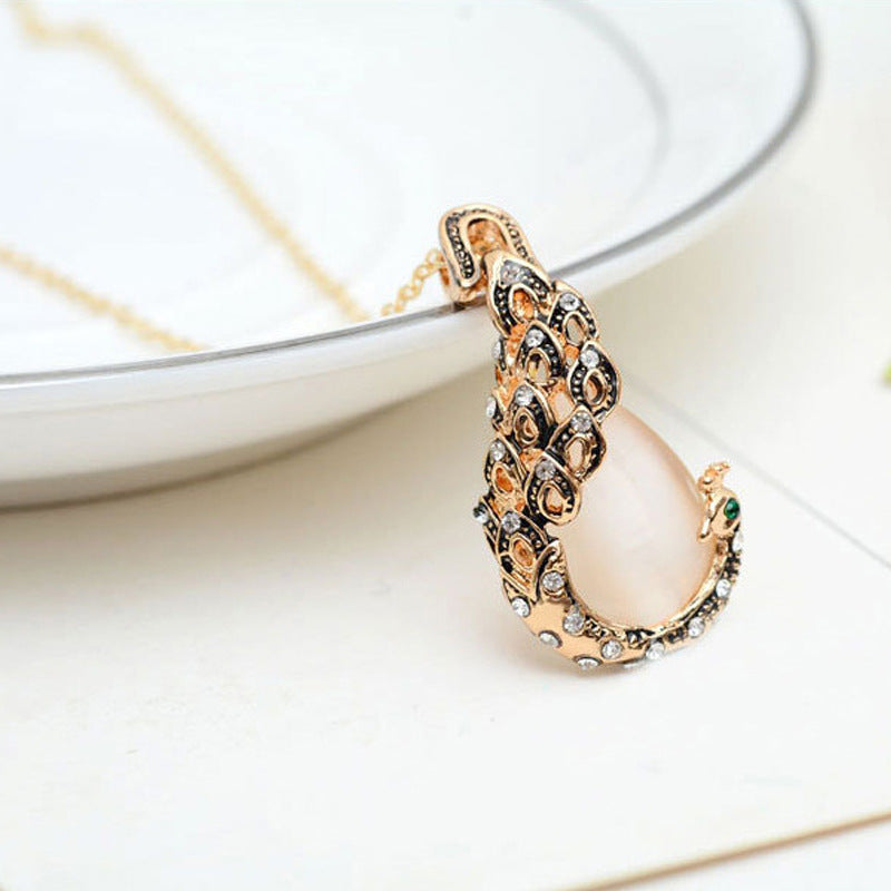 Bridal Jewelry Peacock Gem Necklace Earrings