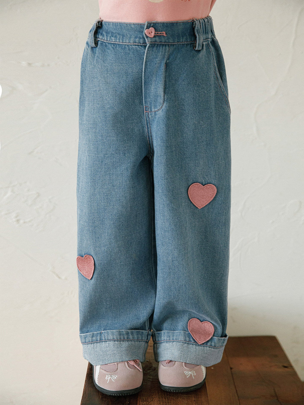 Girls' Embroidered Wide-leg Denim Pantswrinkle-resistant