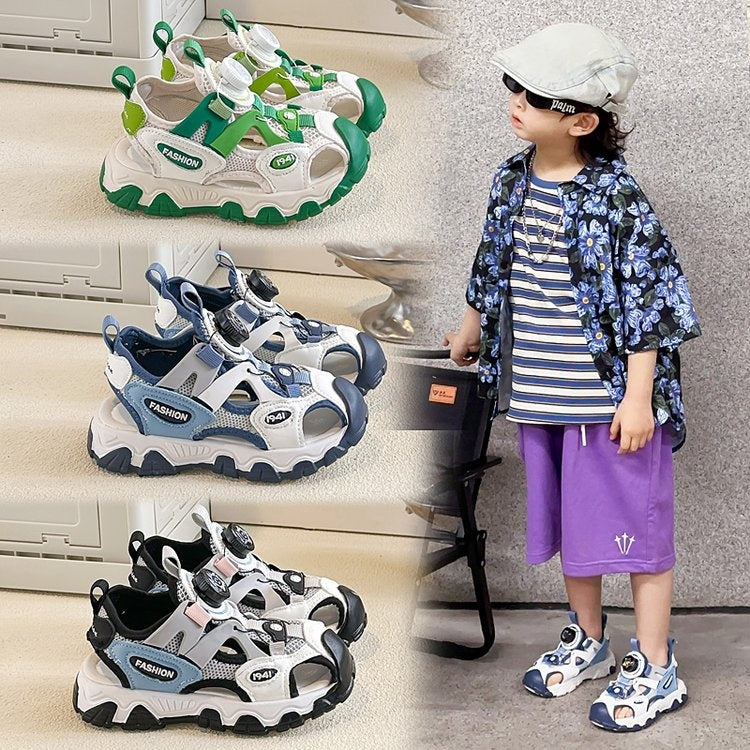 2026 New Spring Summer Boys Closed Toe Sandals, Fashion Sports Sandals For Big Kids Boys