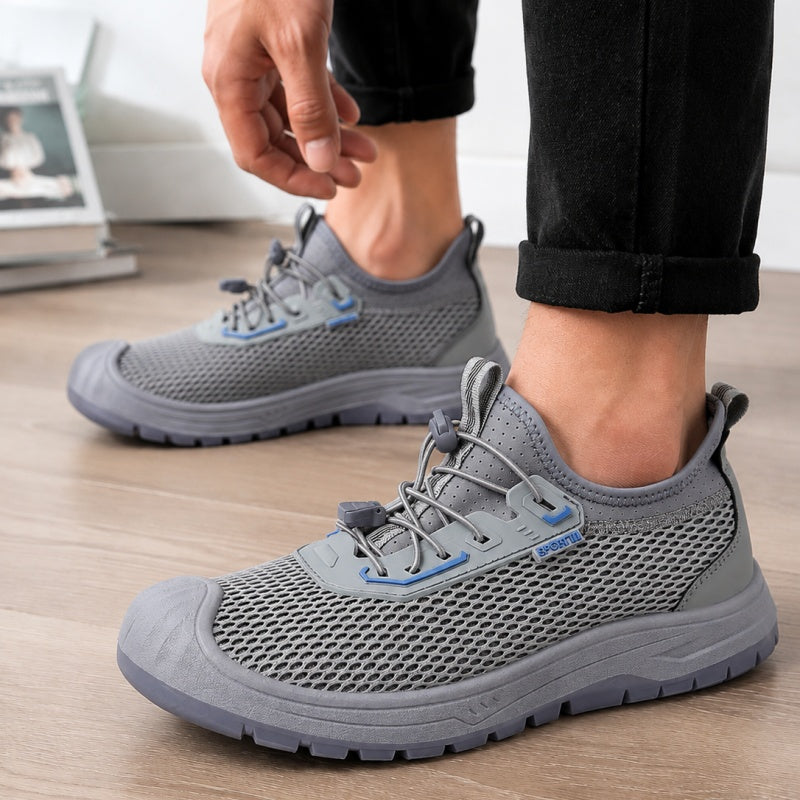 New Summer Men's Mesh Breathable Shoes, Slip-on Lazy Sneakers, Non-slip Soft Sole Outdoor Casual Footwear