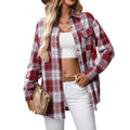 Autumn And Winter Cross-Border European And American Clothing 2025 New Casual Fashion Loose Plaid Pocket Shirt For Women