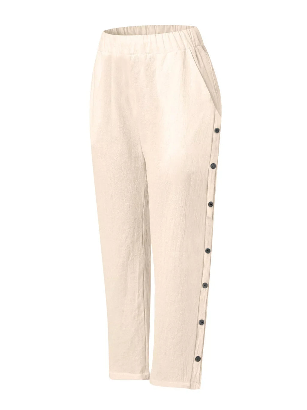 Full Size Side Button Decor Pants Plus Size