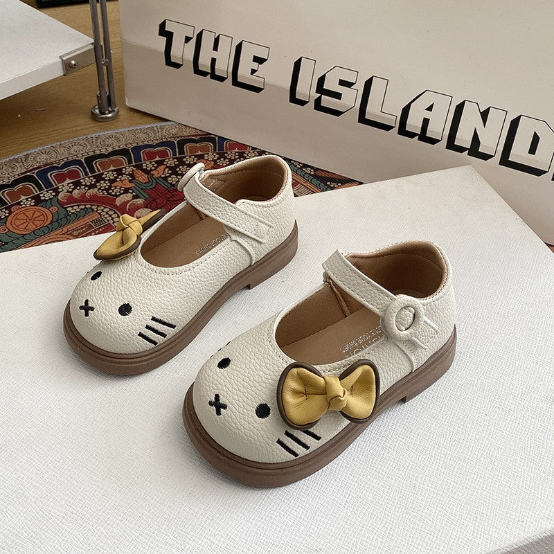 New Spring & Autumn Cartoon Princess Shoes For Girls, Cute Flats For Kids, Soft Sole Leather Shoes For Toddlers & Little Girls