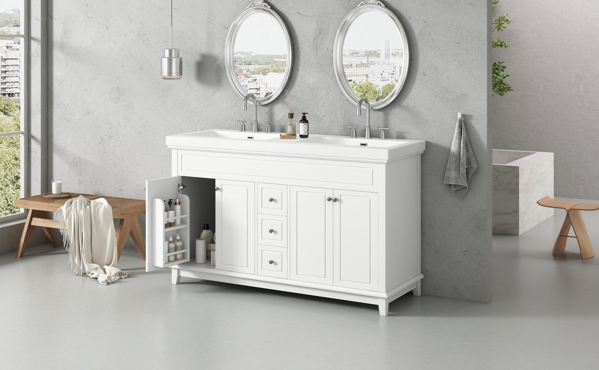 60" Bathroom Vanity with Resin Double Sinks