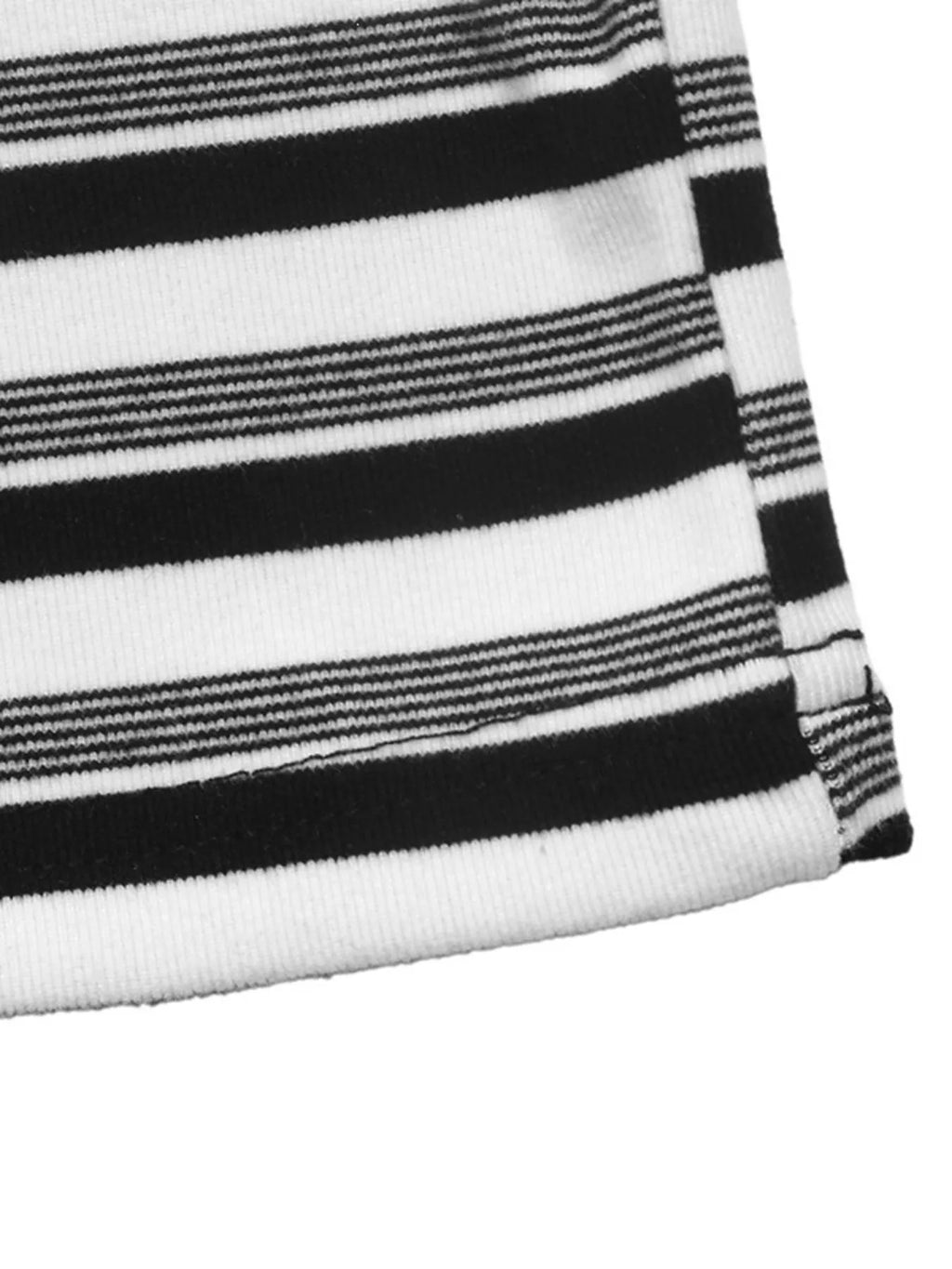 Striped Polo Collar Midi Dress – Black