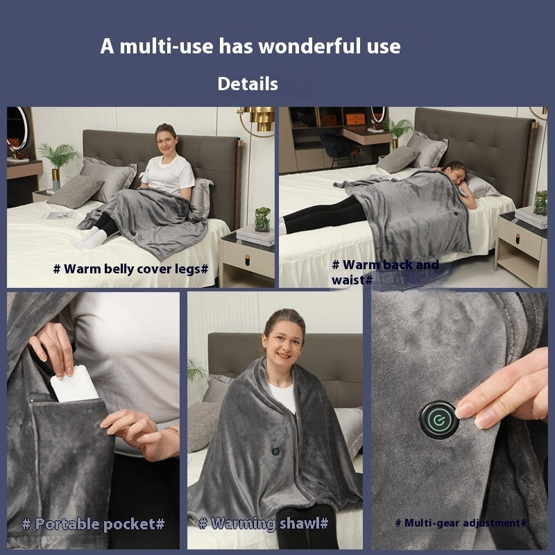 Warm Cover Cold-proof Warm Cloak Fleece-lined Keep Warm And Emit Heat Shawl