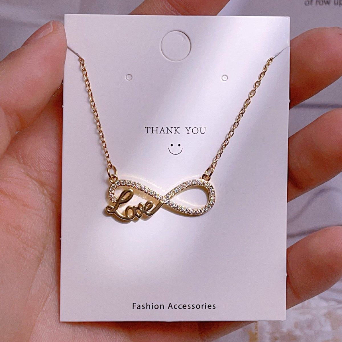 Titanium Steel Clavicle Chain Cross-border Explosions Lucky 8-character Pendant Necklace Women's Light Luxury Ins Wind Hundred Tower Manufacturers Wholesale Jewelry