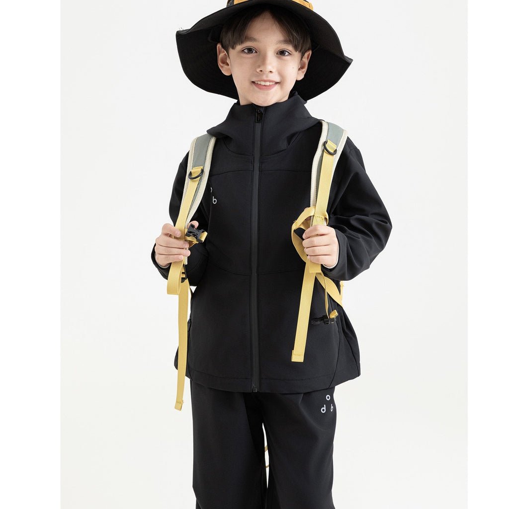 Boys Loose-fitting Windproof Jacket With A Hood And Stand-up Collar