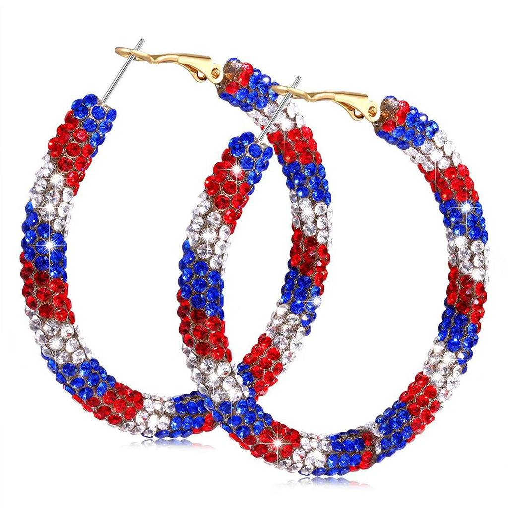 Exaggerated Fully Diamond-studded Sparkling Hoop Earrings