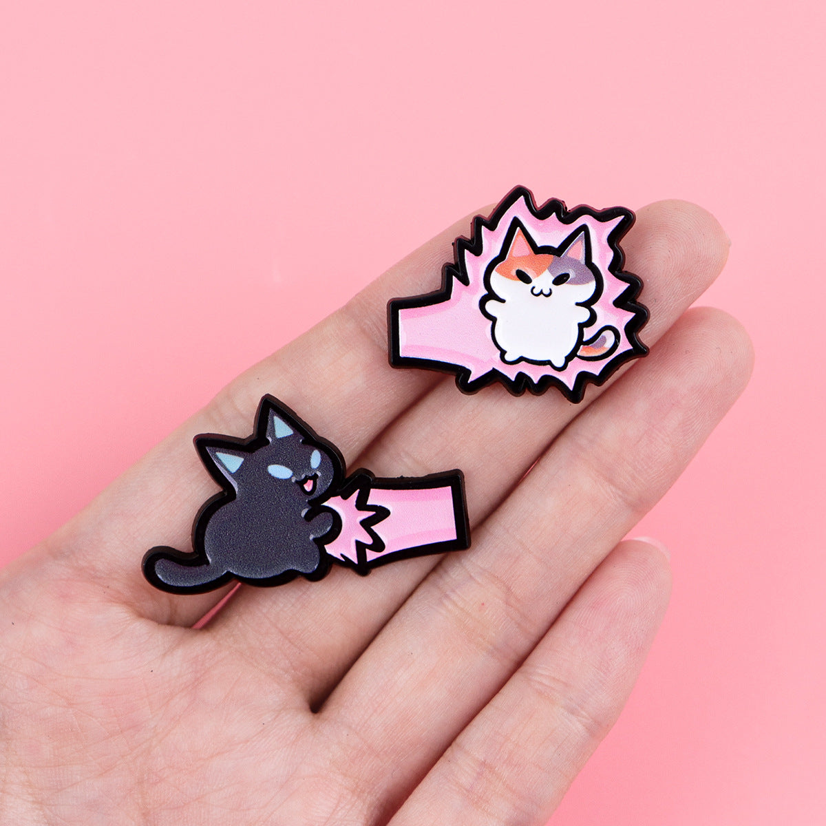 Cat And Fish Brooch Badge For Clothing