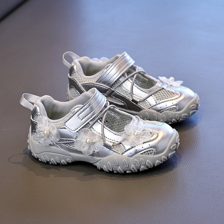 2026 Summer New Kids Sports Sandals, Hollow Mesh Flower Casual Shoes, Breathable Shallow Mouth Girls Shoes For Little Girls