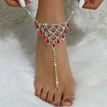 Sweet Bohemian Style Zircon Water Drop Tassel Anklet, Fashionable High-End Beach Casual Holiday Crystal Foot Jewelry For Women