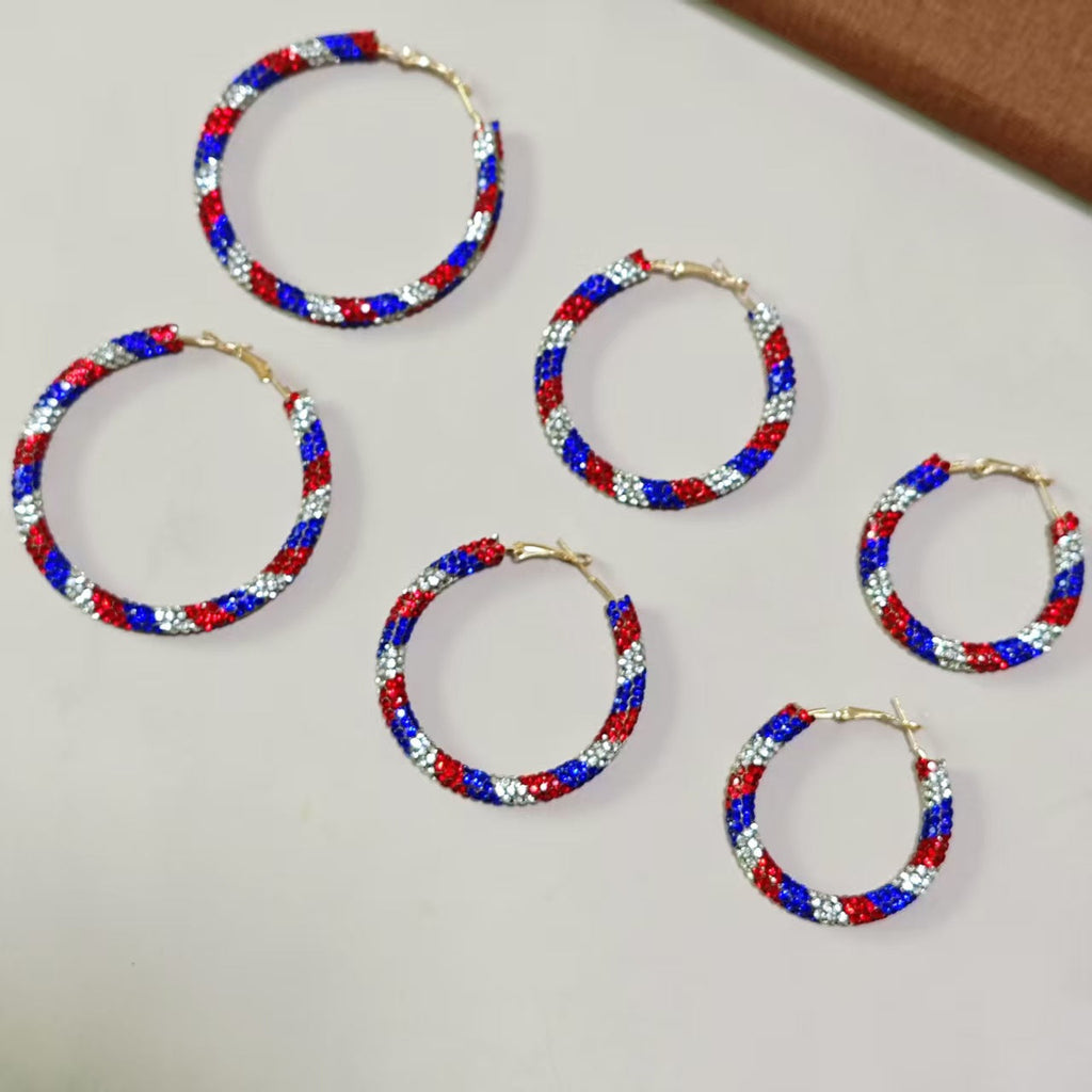 Exaggerated Fully Diamond-studded Sparkling Hoop Earrings