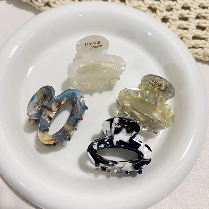 Vinegar-acid Floral Small Hair Clip Minimalist Oval Shape