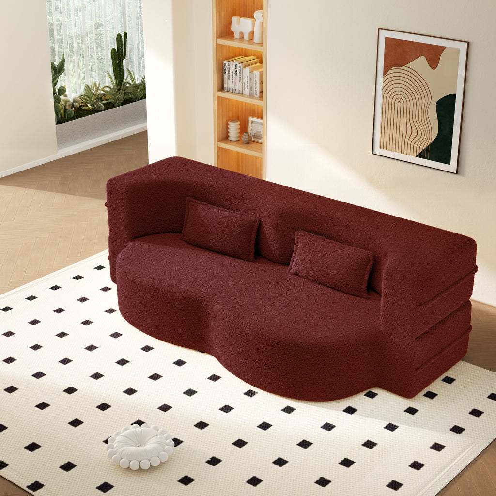 Modern Convertible Floor Sofa with 2 Pillows