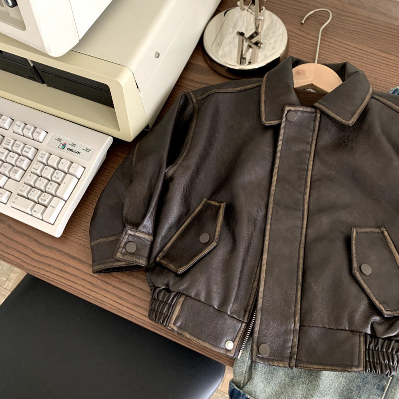 Boy's Fashion Leather Jacket Coats