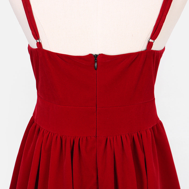 Autumn And Winter Velvet Sling Dress Women's Clothing