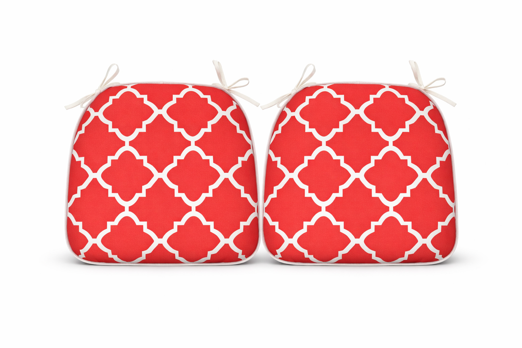 Outdoor Chair Cushions with Straps - Set of 4, Plaid
