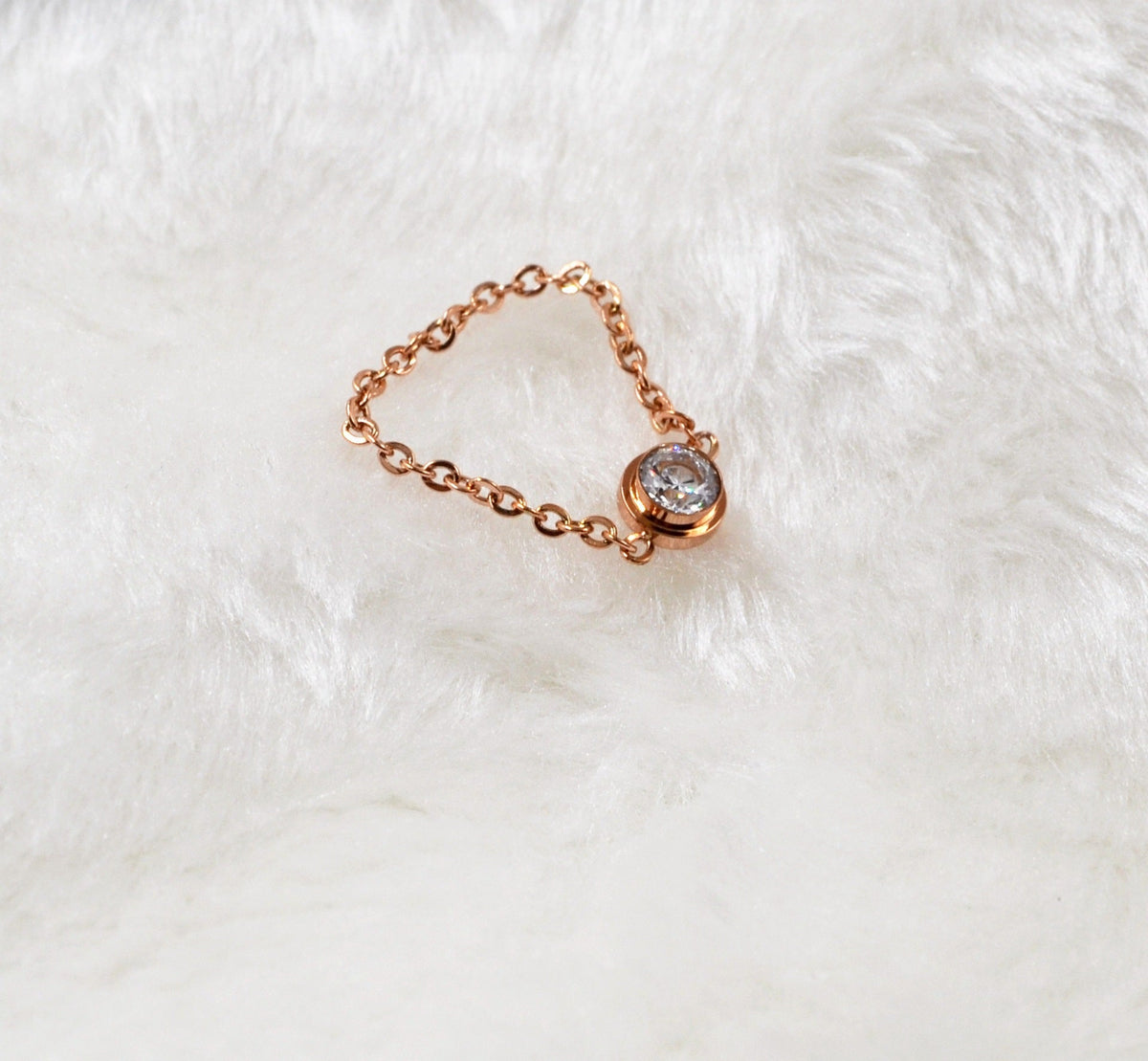 Womens Casual Chain Rhinestone Knuckle Ring