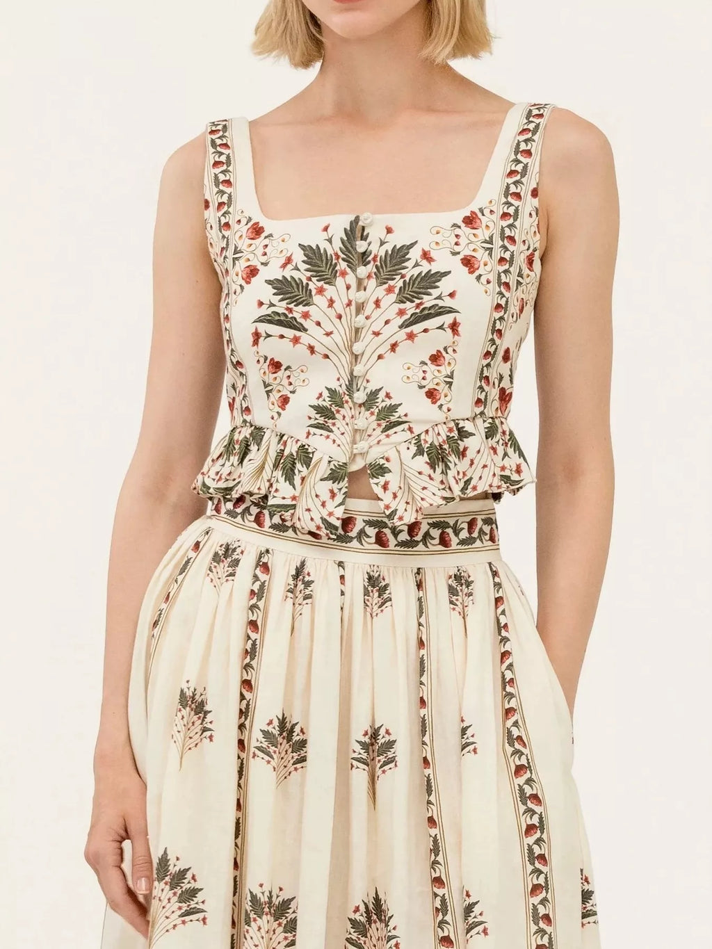 Floral Print Crop Top and Maxi Skirt Set