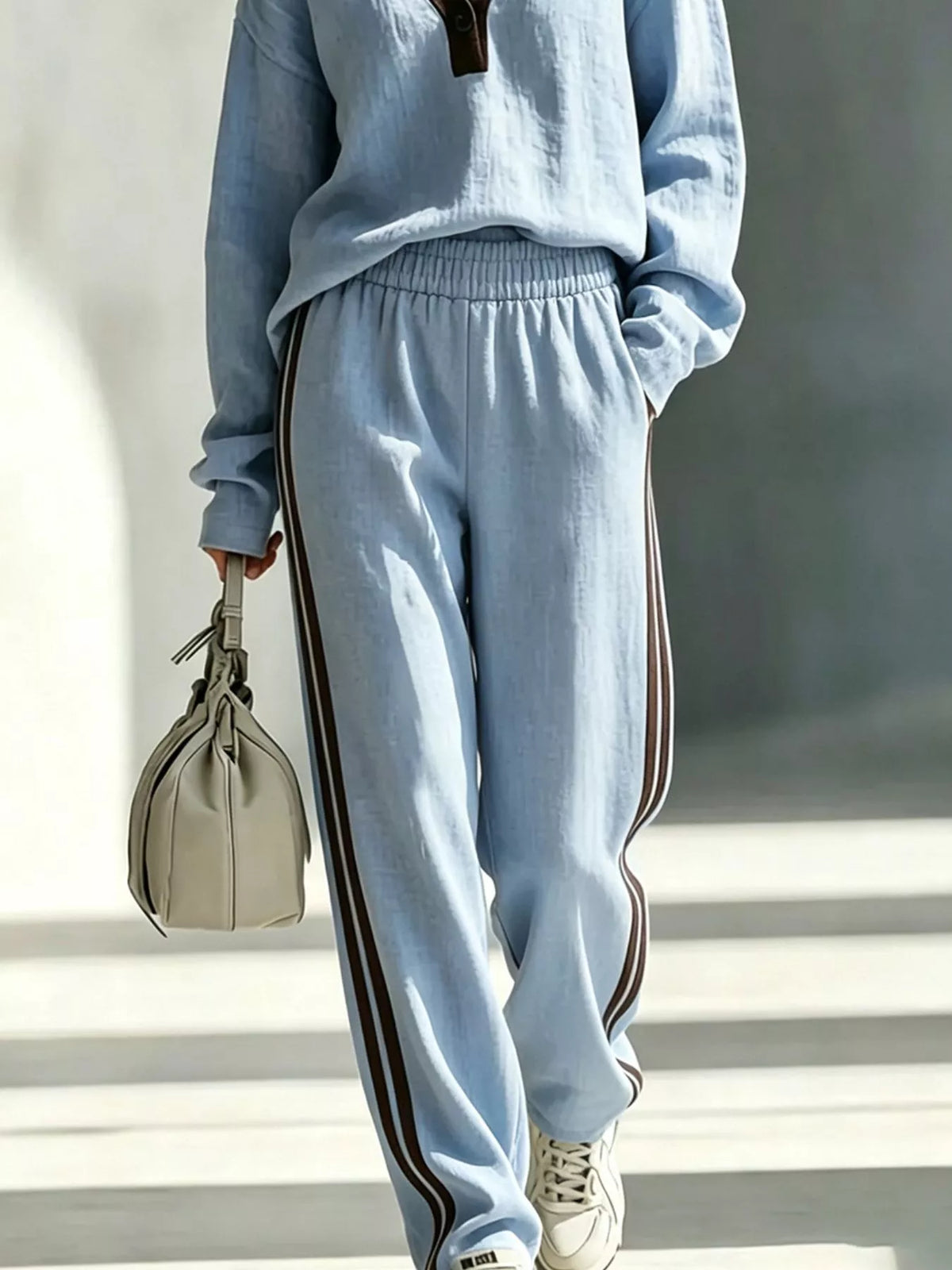 Long Sleeve Top and Side-Striped Joggers Set