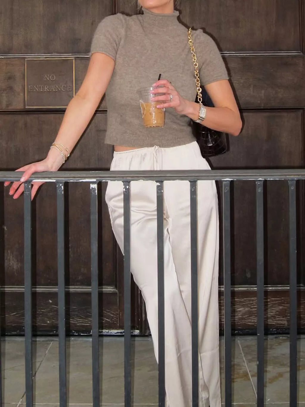 Mock Neck Short Sleeve Knit Sweater