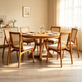 7-Piece Round Extendable Solid Wood Dining Table Set