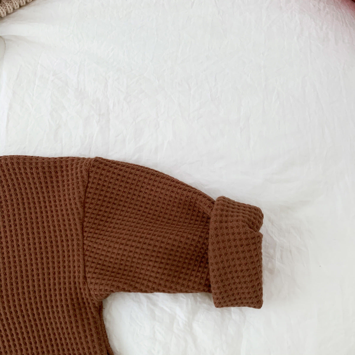 Boys And Girls Rough Waffle Long Sleeve Top