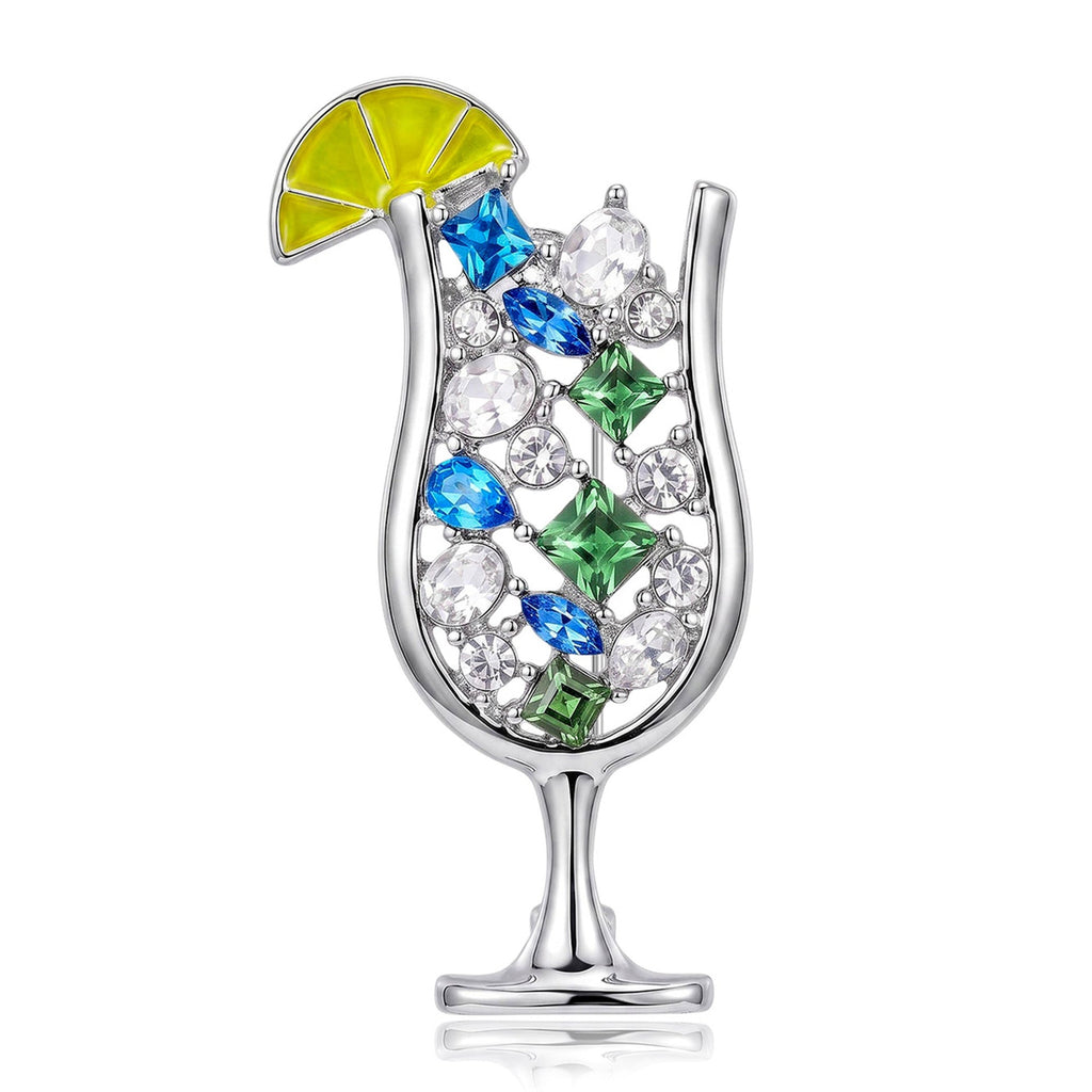 New Diamond-encrusted Wine Glass Brooch Decoration