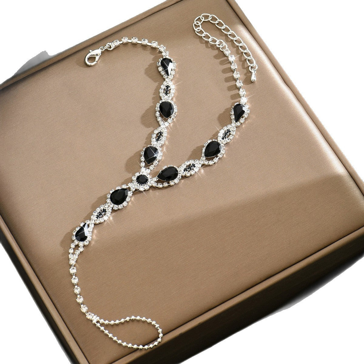 2026 New Style Sweet Full Diamond Water Drop Anklet Fashion Silver-Plated Interlocking Foot Ring Beach Vacation Style Foot Jewelry For Women