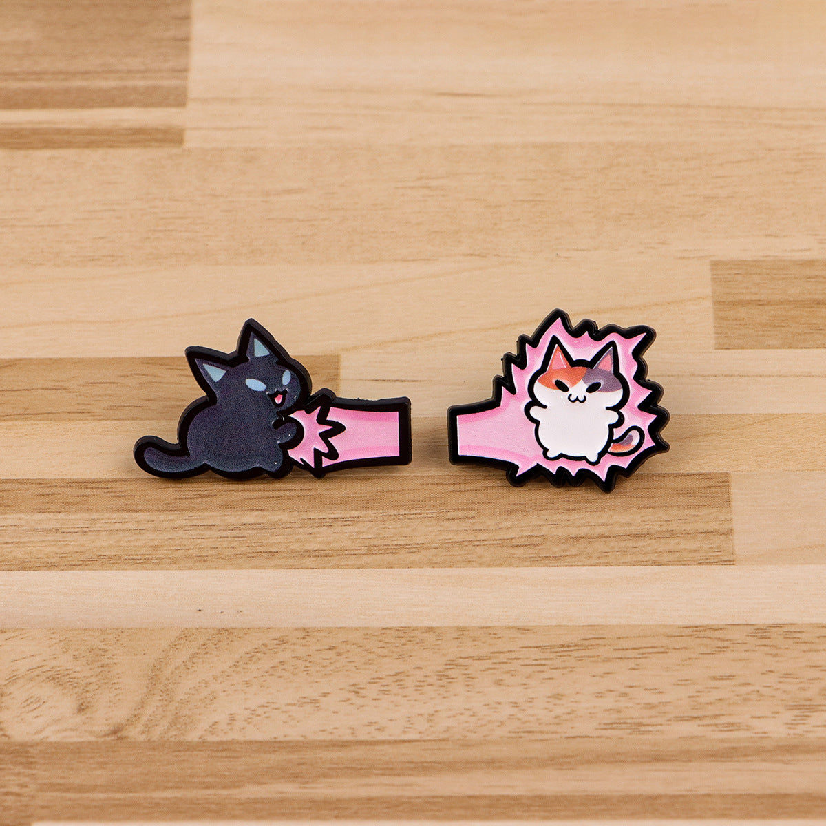 Cat And Fish Brooch Badge For Clothing