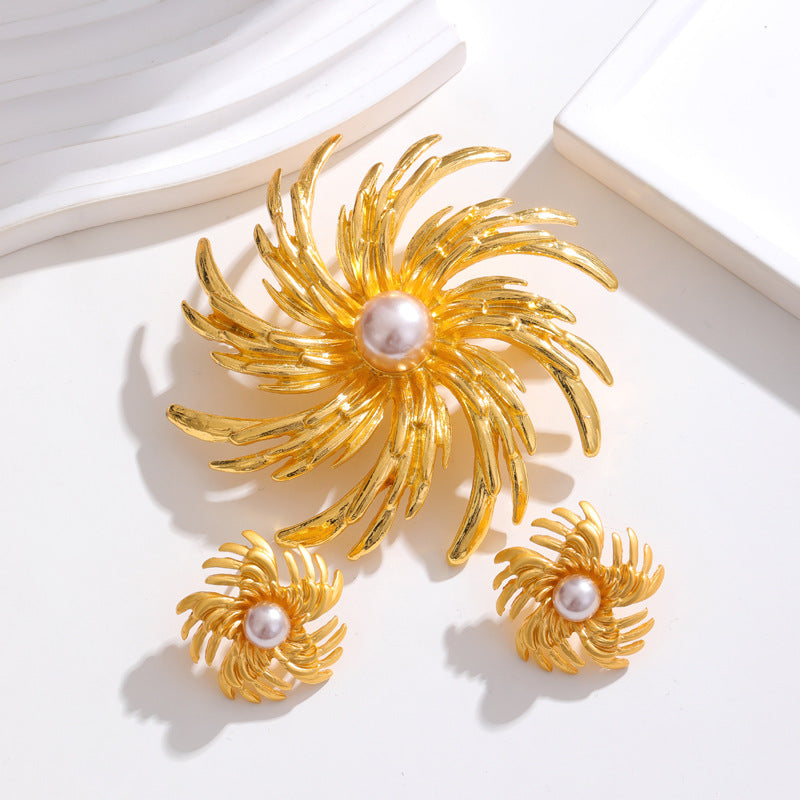 Firework-plated Wheat-ear Ear Studs With A Weathered Vintage Nostalgic Finish