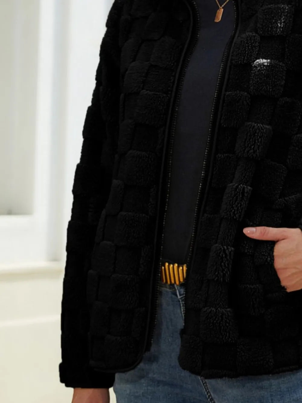 Checkered Zip Up Jacket