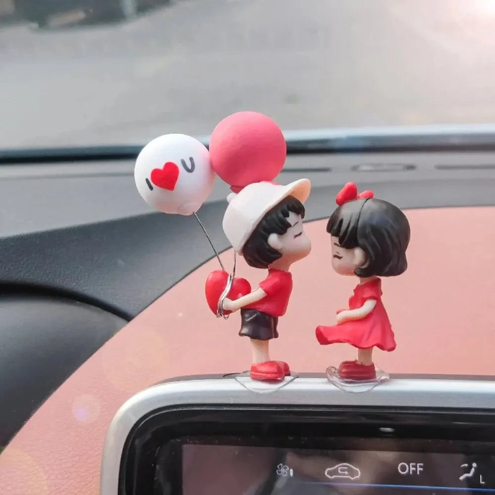 Cute Couple Car Dashboard Ornaments | Romantic Resin Figurines for Car and Home Decoration