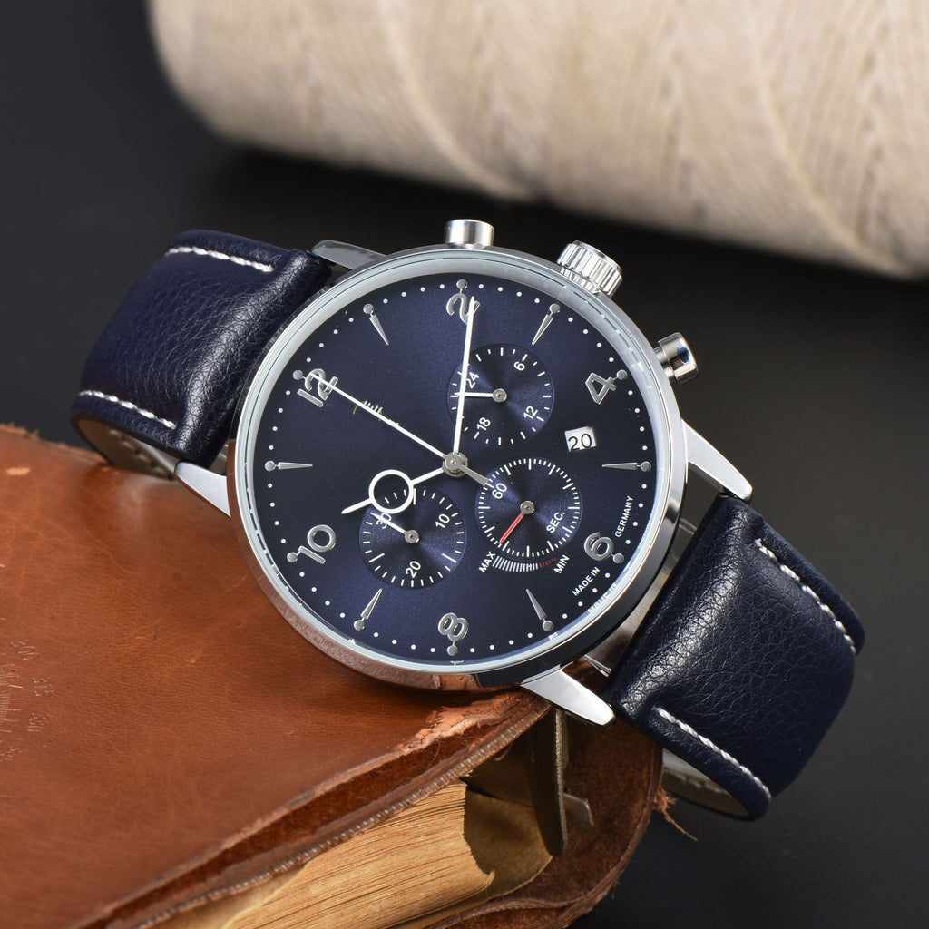 Mens Multifunctional Stylish Business-Ready Waterproof Calendar Watch