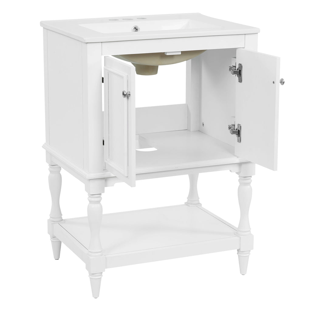 24 Inch Modern Luxury Bathroom Vanity with Ceramic Sink